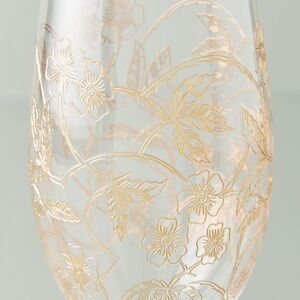 Anthropologie Fiorella Flute Gold Floral set of 4